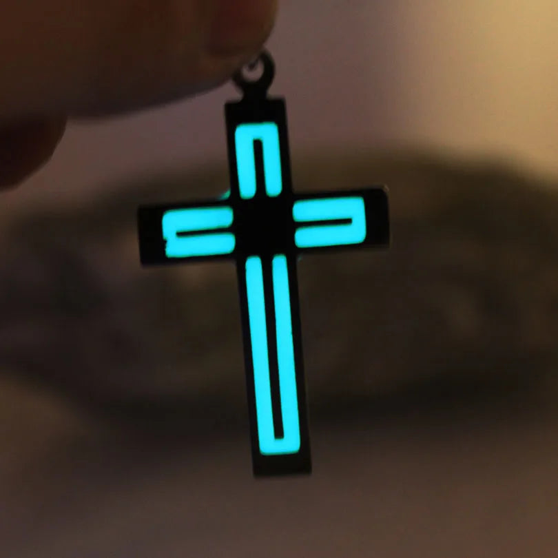 Glowing Necklace CROSS Necklace Stainless Steel Necklace Cross GLOW In The DARK Night Fluorescent Christmas Gifts Men Women Girl - Buy Lifestyle